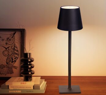 20158 Cordless Table Lamps, 3 Colors Stepless Dimming, 5000mAh Rechargeable Battery LED Desk Lamp (Black)