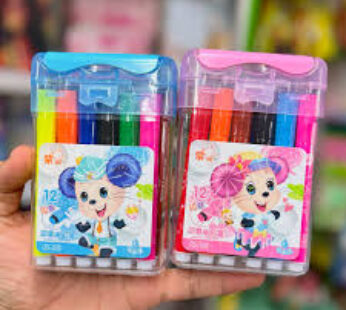 ZS-208  12 Color Stamp Markers – Marker Pens With Cute Stamp, Dual Tips Art & Craft Color Stamp Markers Nib Sketch Pens